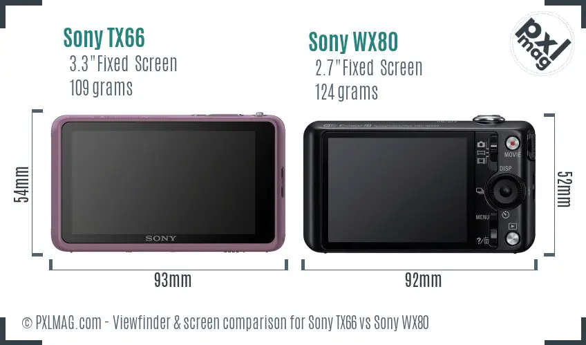 Sony TX66 vs Sony WX80 Screen and Viewfinder comparison