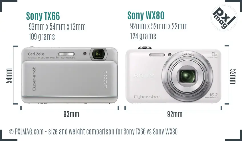 Sony TX66 vs Sony WX80 size comparison