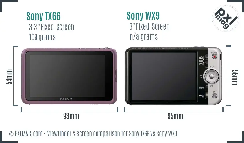 Sony TX66 vs Sony WX9 Screen and Viewfinder comparison