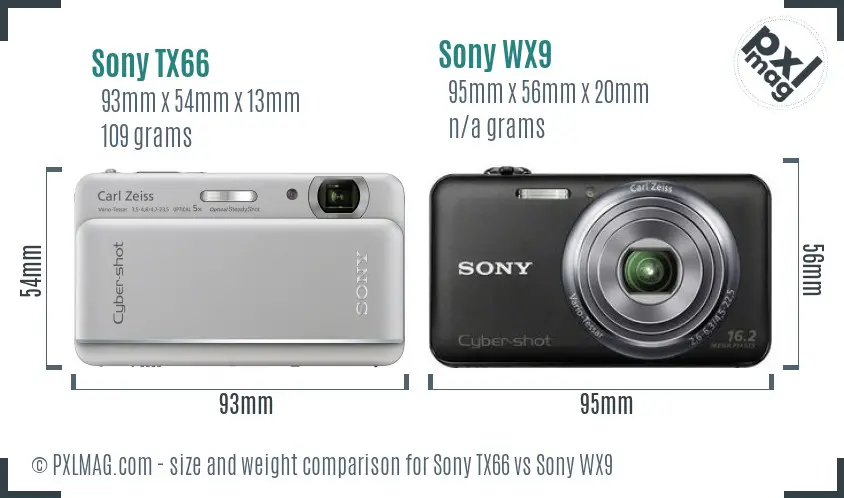Sony TX66 vs Sony WX9 size comparison