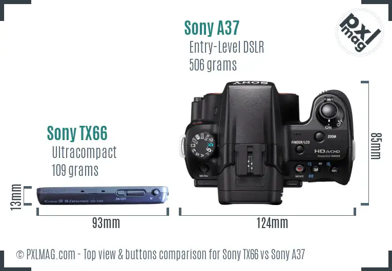 Sony TX66 vs Sony A37 top view buttons comparison