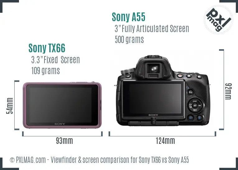 Sony TX66 vs Sony A55 Screen and Viewfinder comparison