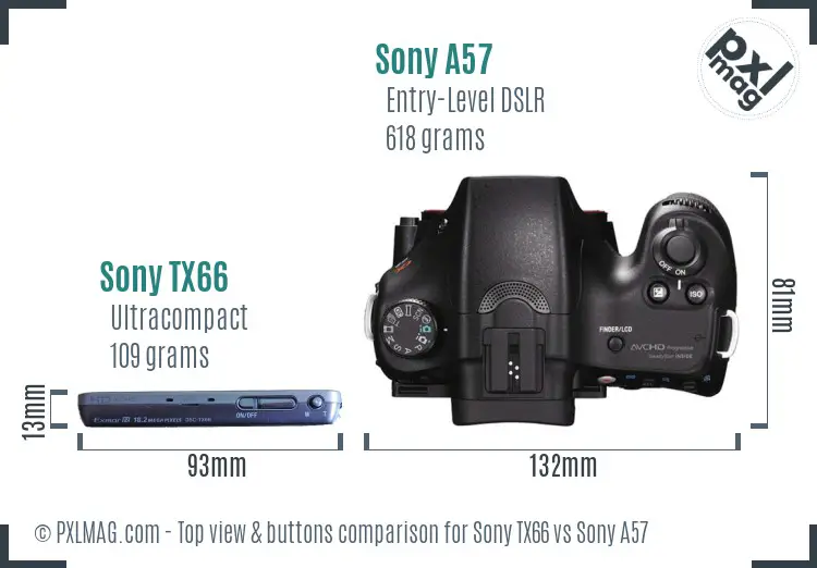 Sony TX66 vs Sony A57 top view buttons comparison