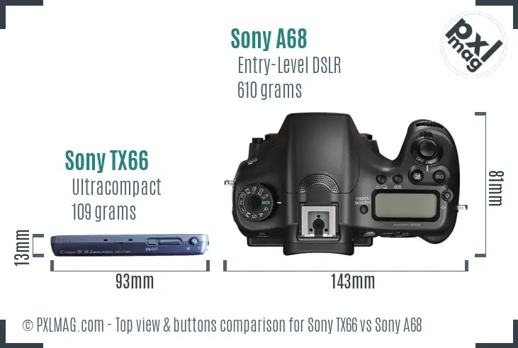 Sony TX66 vs Sony A68 top view buttons comparison