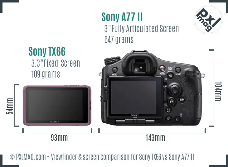 Sony TX66 vs Sony A77 II Screen and Viewfinder comparison