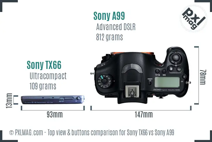 Sony TX66 vs Sony A99 top view buttons comparison