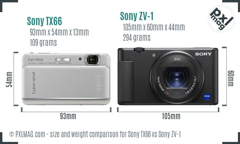 Sony TX66 vs Sony ZV-1 size comparison