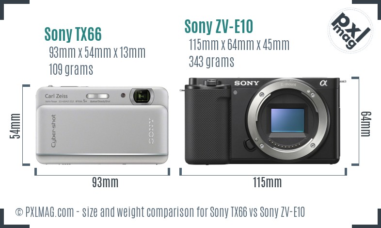 Sony TX66 vs Sony ZV-E10 size comparison