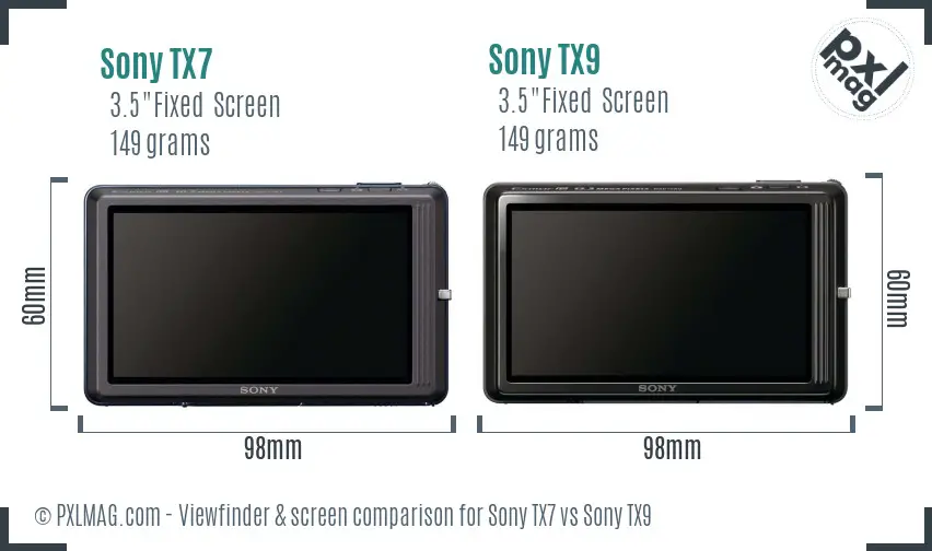 Sony TX7 vs Sony TX9 Screen and Viewfinder comparison