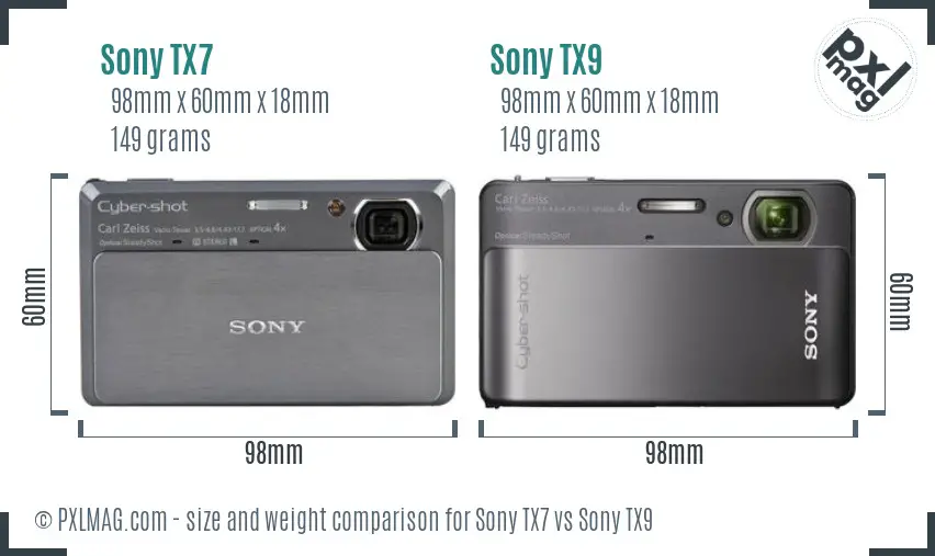 Sony TX7 vs Sony TX9 size comparison