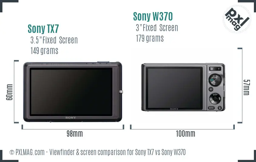 Sony TX7 vs Sony W370 Screen and Viewfinder comparison