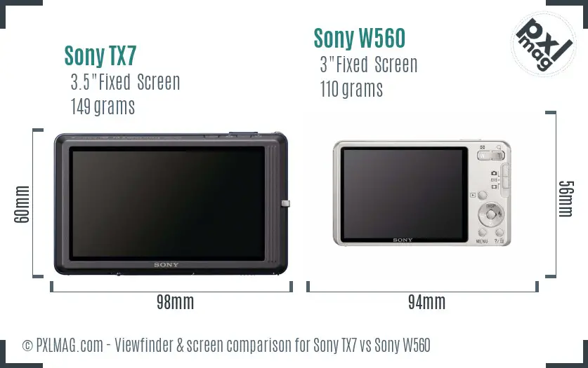 Sony TX7 vs Sony W560 Screen and Viewfinder comparison