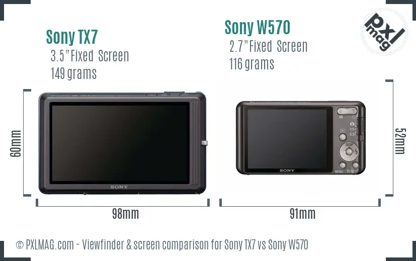 Sony TX7 vs Sony W570 Screen and Viewfinder comparison