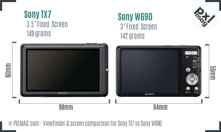 Sony TX7 vs Sony W690 Screen and Viewfinder comparison