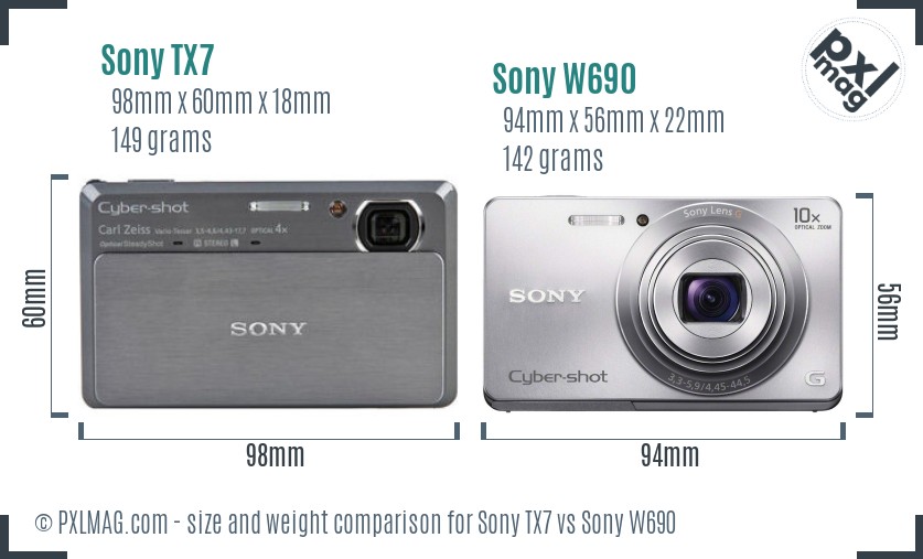 Sony TX7 vs Sony W690 size comparison