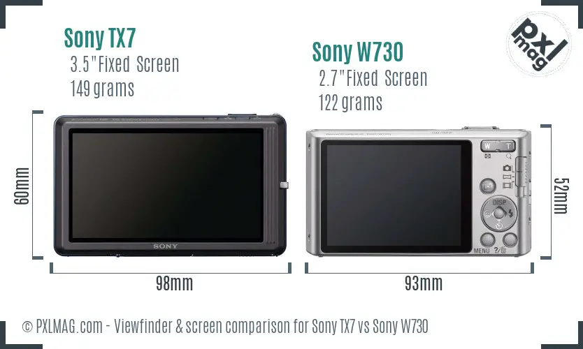 Sony TX7 vs Sony W730 Screen and Viewfinder comparison