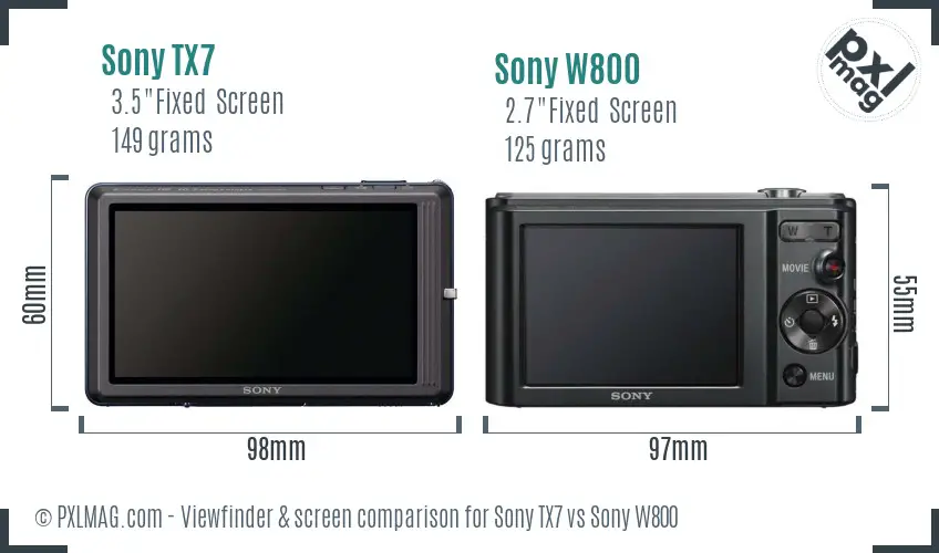Sony TX7 vs Sony W800 Screen and Viewfinder comparison
