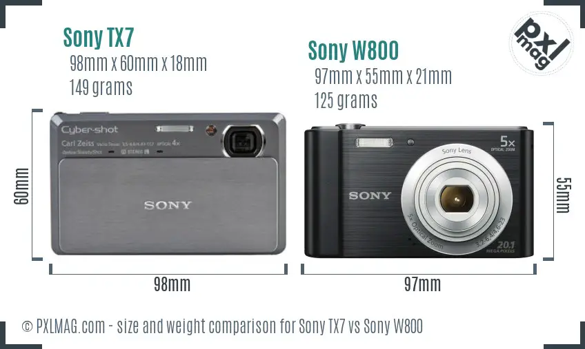Sony TX7 vs Sony W800 size comparison
