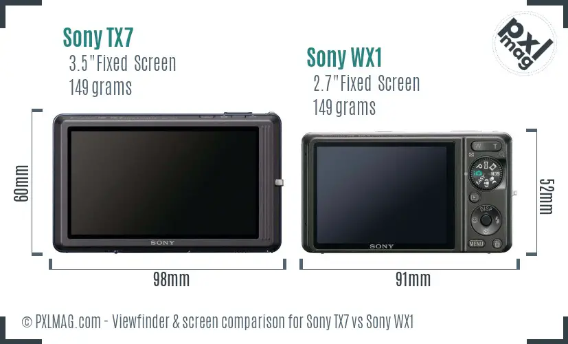 Sony TX7 vs Sony WX1 Screen and Viewfinder comparison