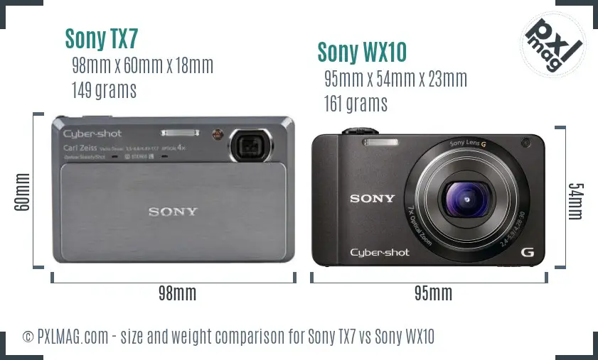 Sony TX7 vs Sony WX10 size comparison