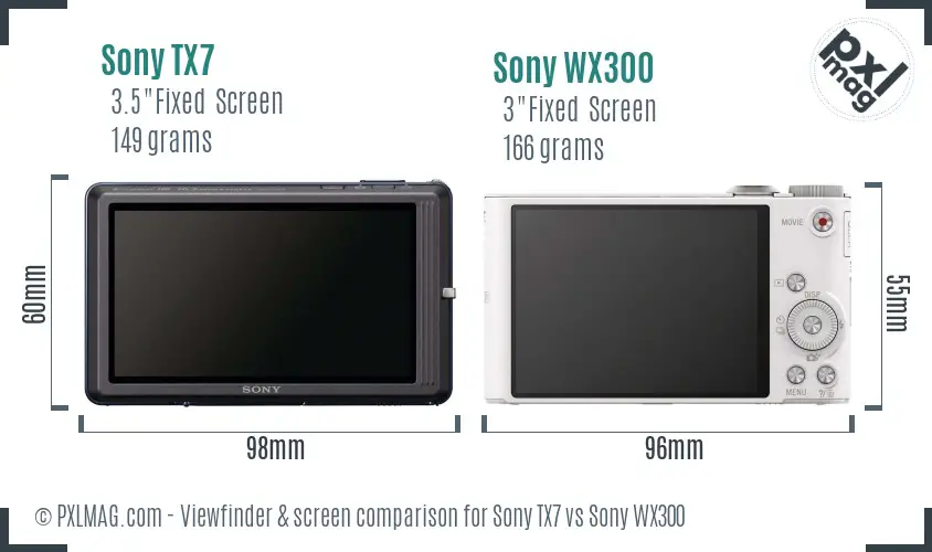 Sony TX7 vs Sony WX300 Screen and Viewfinder comparison