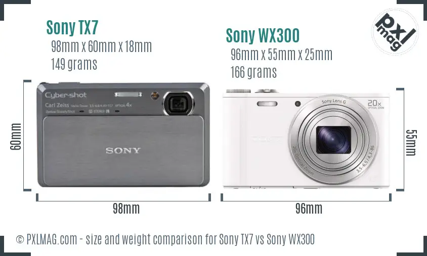 Sony TX7 vs Sony WX300 size comparison