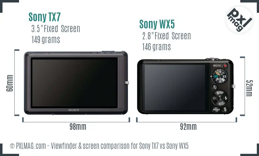 Sony TX7 vs Sony WX5 Screen and Viewfinder comparison