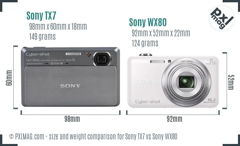 Sony TX7 vs Sony WX80 size comparison