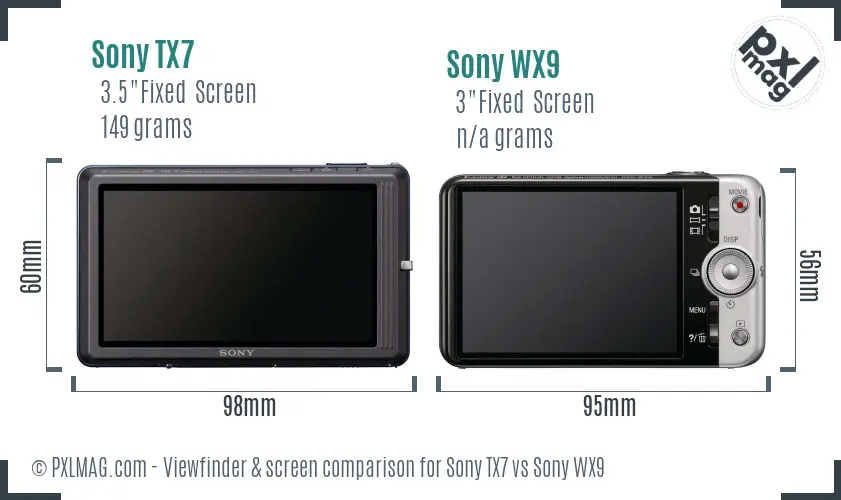 Sony TX7 vs Sony WX9 Screen and Viewfinder comparison