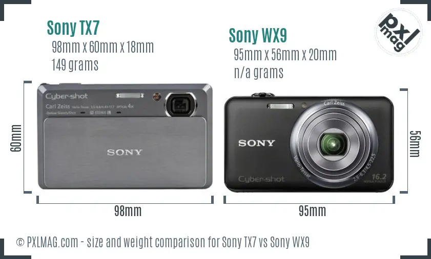 Sony TX7 vs Sony WX9 size comparison