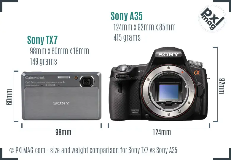 Sony TX7 vs Sony A35 size comparison
