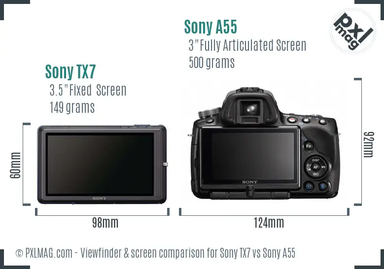 Sony TX7 vs Sony A55 Screen and Viewfinder comparison