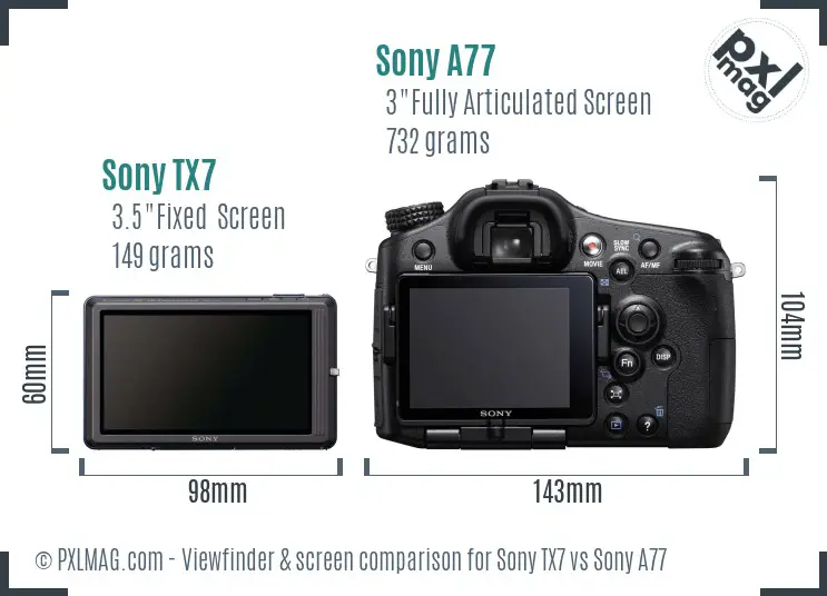 Sony TX7 vs Sony A77 Screen and Viewfinder comparison