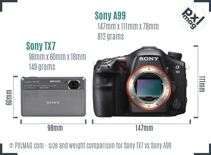 Sony TX7 vs Sony A99 size comparison