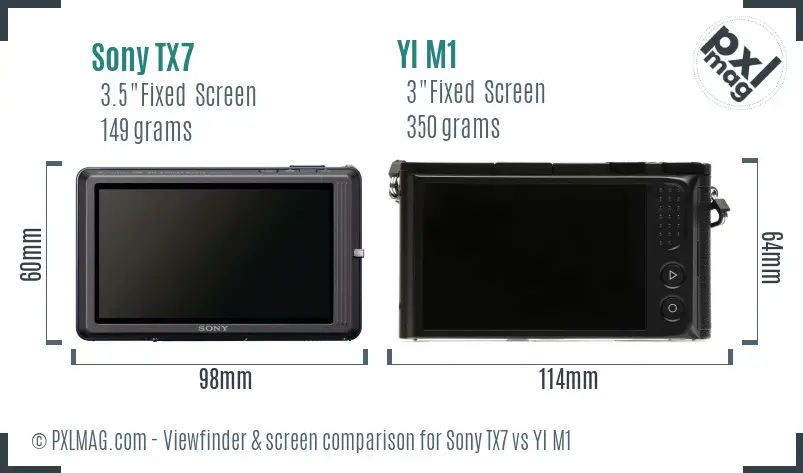Sony TX7 vs YI M1 Screen and Viewfinder comparison