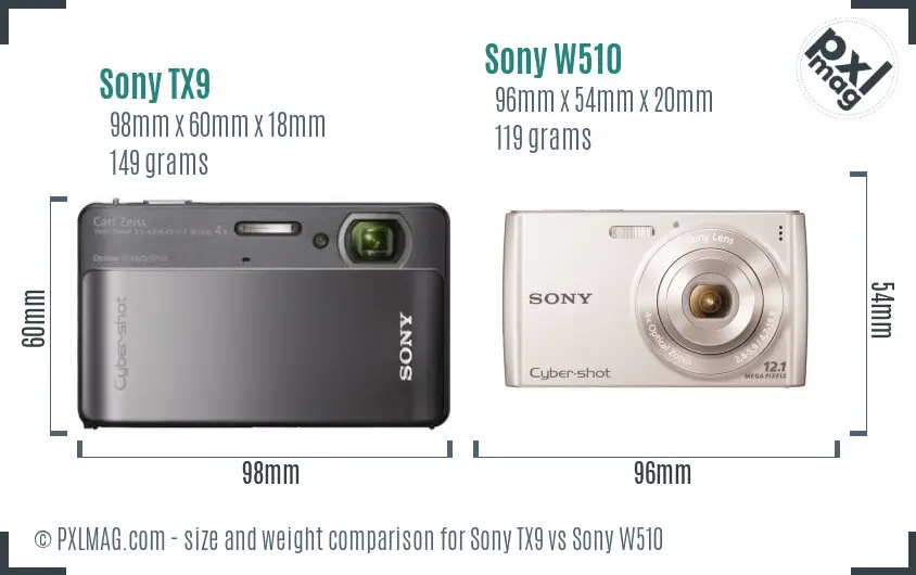 Sony TX9 vs Sony W510 size comparison