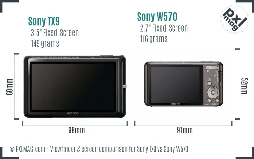 Sony TX9 vs Sony W570 Screen and Viewfinder comparison