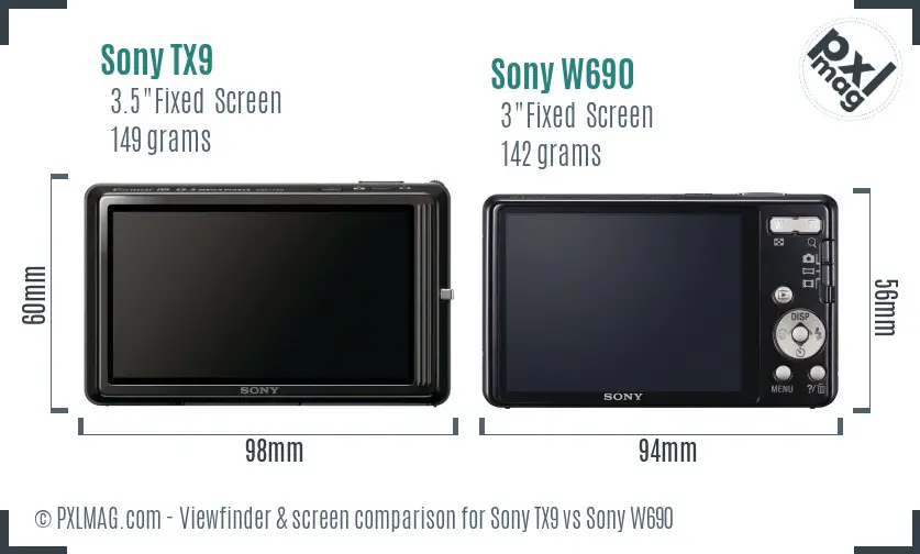 Sony TX9 vs Sony W690 Screen and Viewfinder comparison