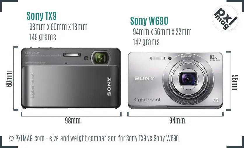 Sony TX9 vs Sony W690 size comparison