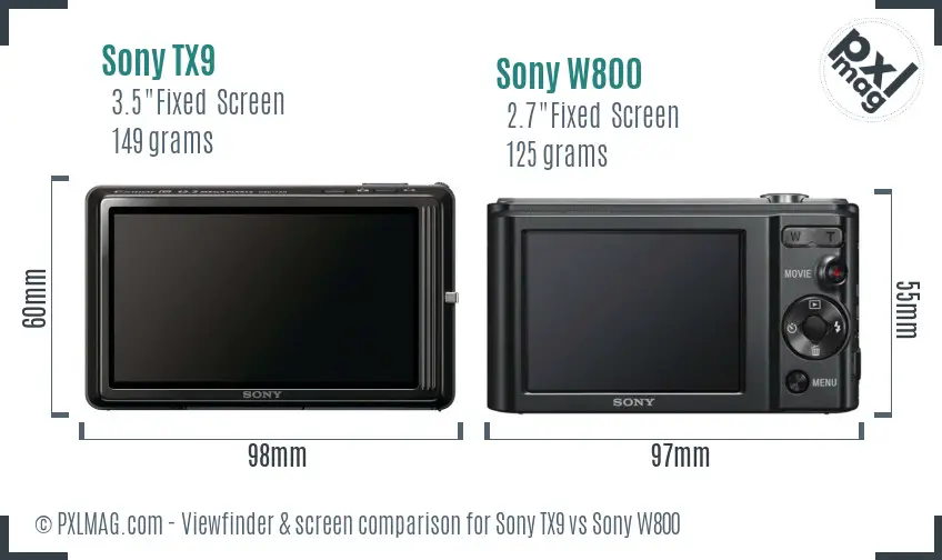 Sony TX9 vs Sony W800 Screen and Viewfinder comparison