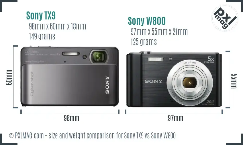 Sony TX9 vs Sony W800 size comparison