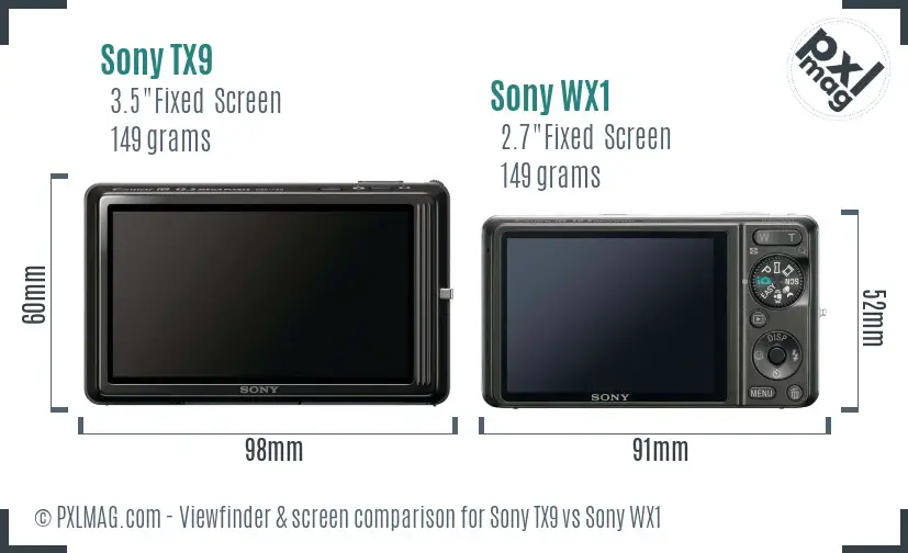 Sony TX9 vs Sony WX1 Screen and Viewfinder comparison