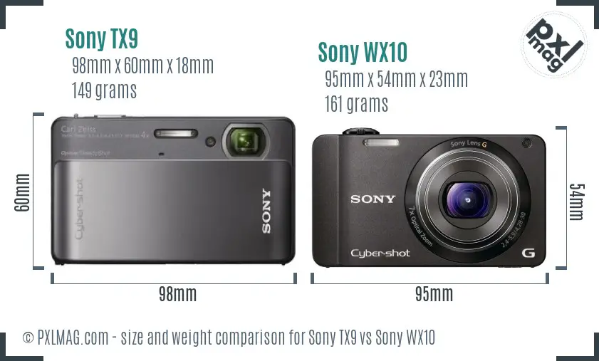 Sony TX9 vs Sony WX10 size comparison