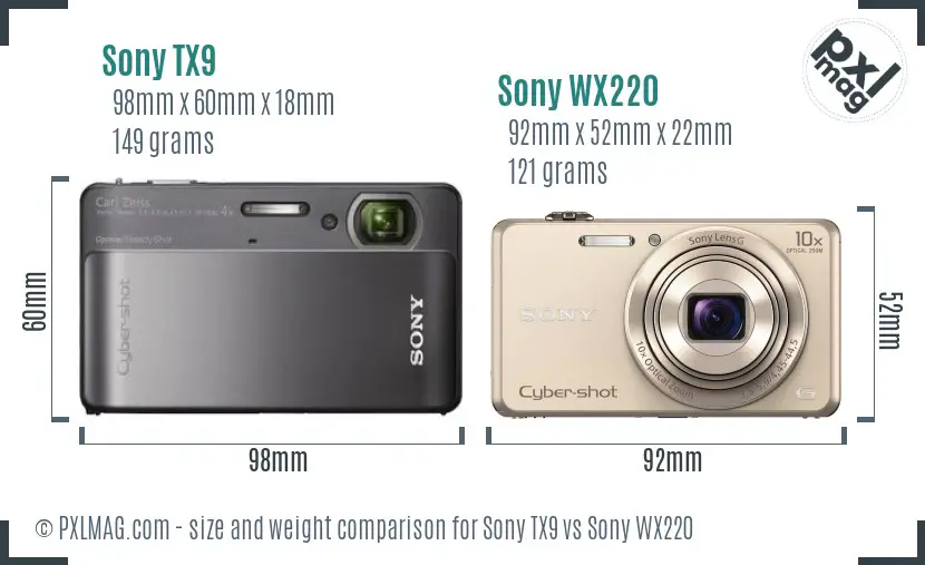 Sony TX9 vs Sony WX220 size comparison