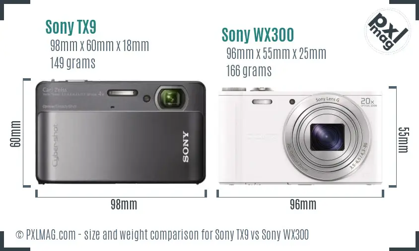 Sony TX9 vs Sony WX300 size comparison