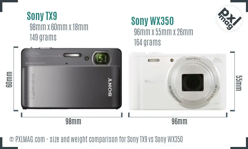 Sony TX9 vs Sony WX350 size comparison