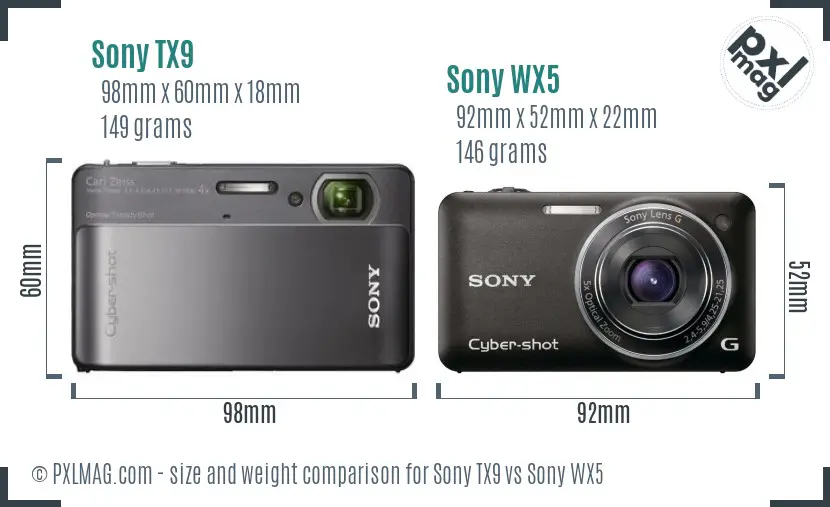 Sony TX9 vs Sony WX5 size comparison