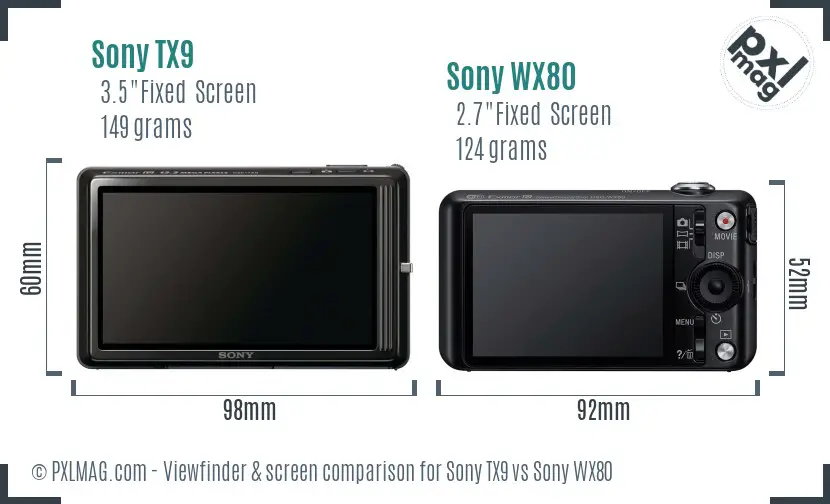 Sony TX9 vs Sony WX80 Screen and Viewfinder comparison