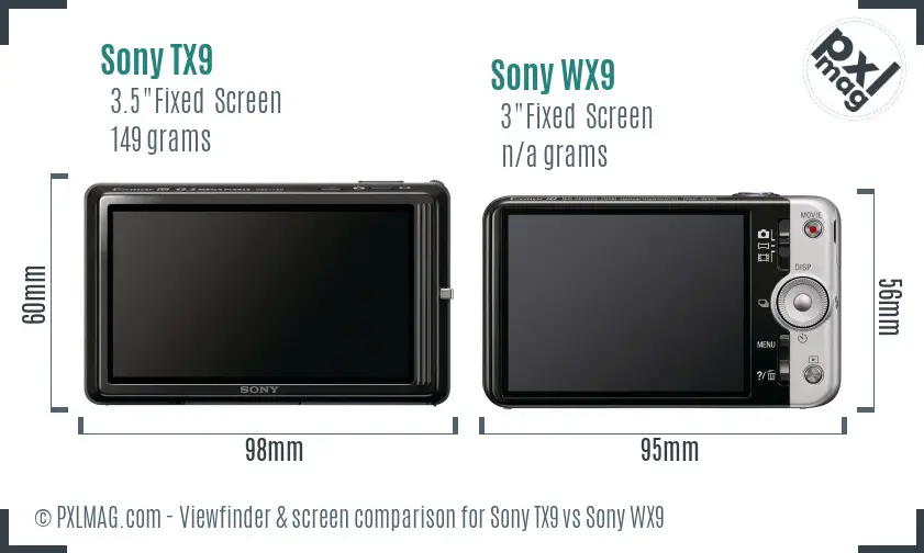 Sony TX9 vs Sony WX9 Screen and Viewfinder comparison