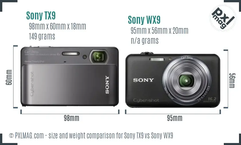 Sony TX9 vs Sony WX9 size comparison